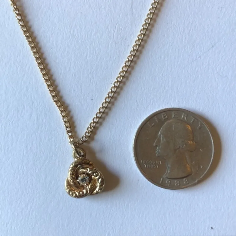 Vintage 18K Gold Tone Plated CZ Pendant & Chain Necklace Made In Korea - Image 5