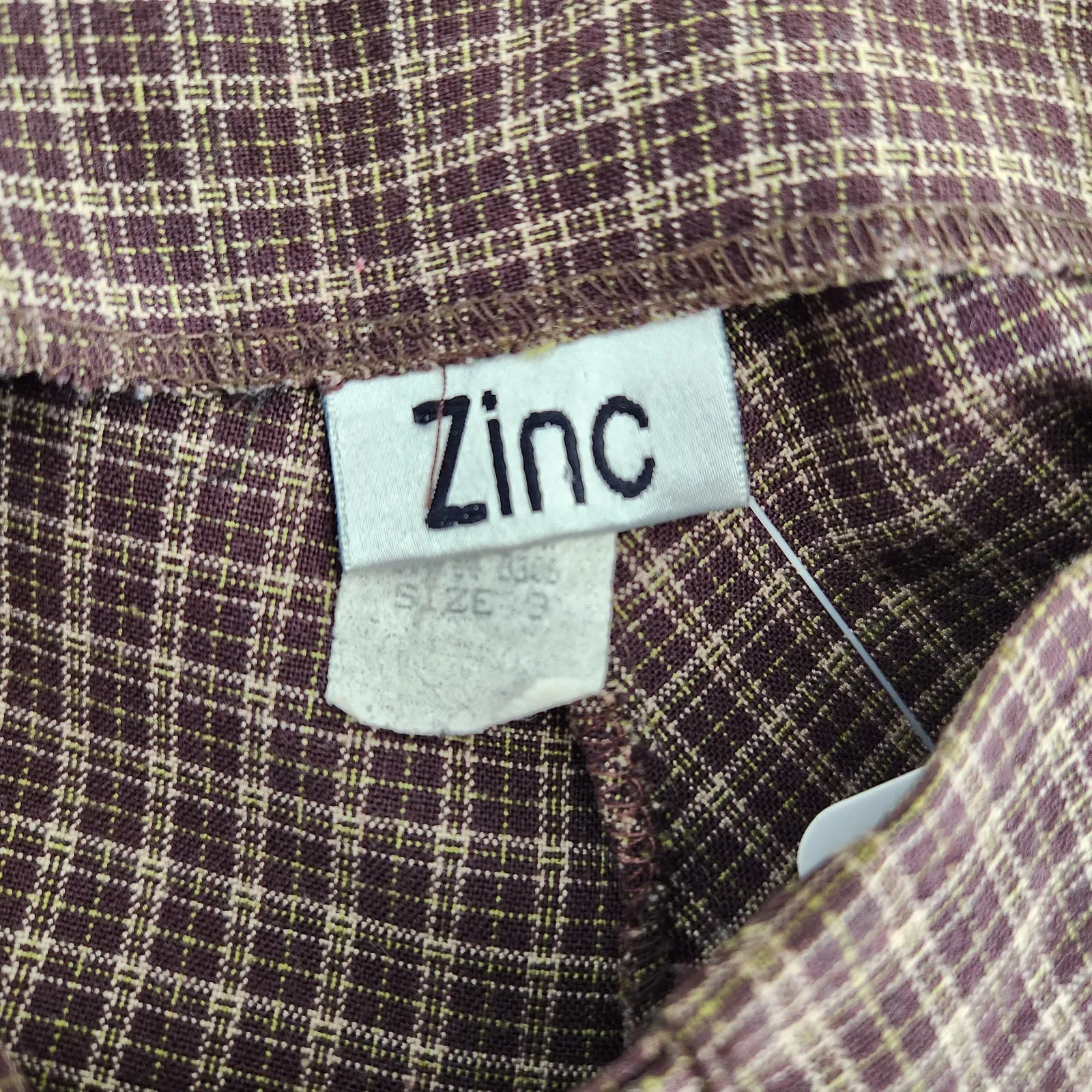 Vintage Y2K Zinc Brown Plaid Flared Trousers Mid Rise Straight Leg Pants S - Image 9