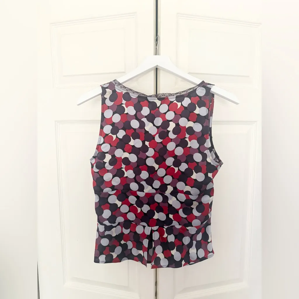 Vintage Kenneth Cole New York Polka Dot Y2K Surplice Silk Tank Top Blouse Size 6 Red - Image 6