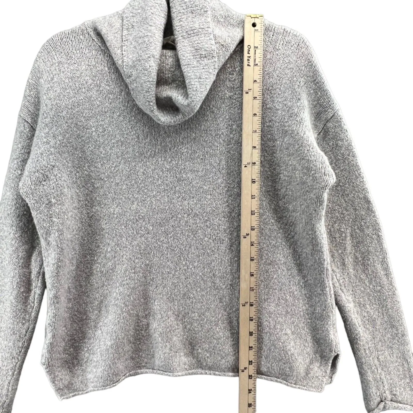 Athleta Sweater Women XS Gray Wool Blend Knit Brindle Funnel Pullover Cozy Cabin - Image 5