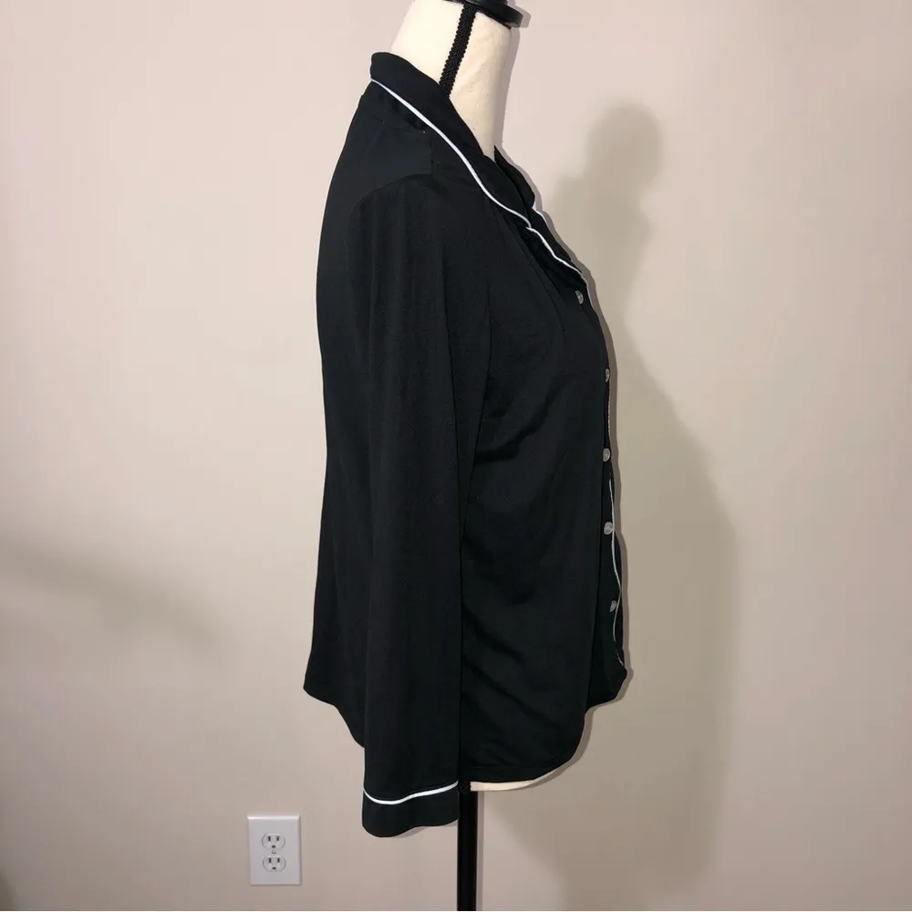 Size M Pajama Top French Bulldogs Pumpkins Black Button Front Halloween Size M - Image 9