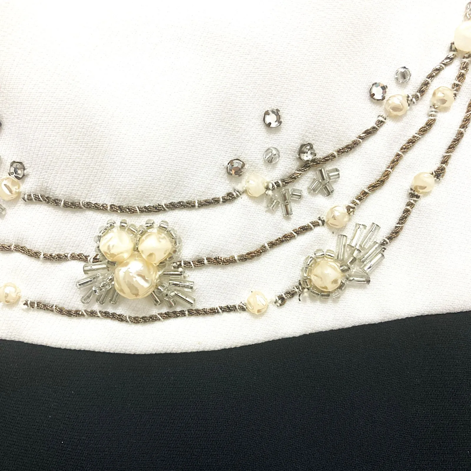 Badgley Mischka Beaded Waist Formal Gown Black White Size 10 Maxi Dress - Image 11