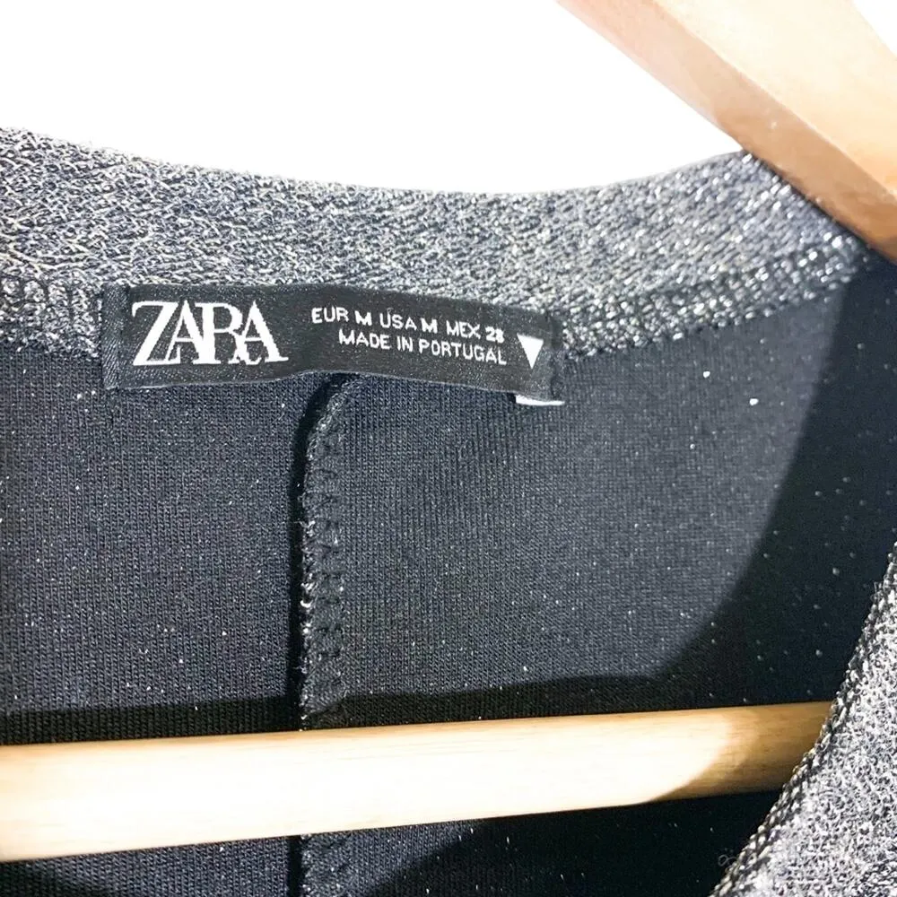 Zara Metallic Stretch Sleeveless Fitted Tank Mini Dress Silver Grey Gray Medium - Image 5