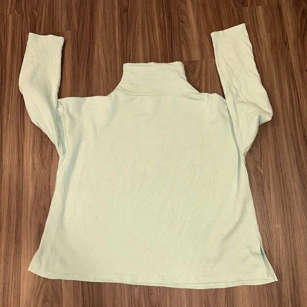 EILEEN FISHER mint‎ Tencel Organic Cotton Blend Turtleneck Sweater M - Image 3