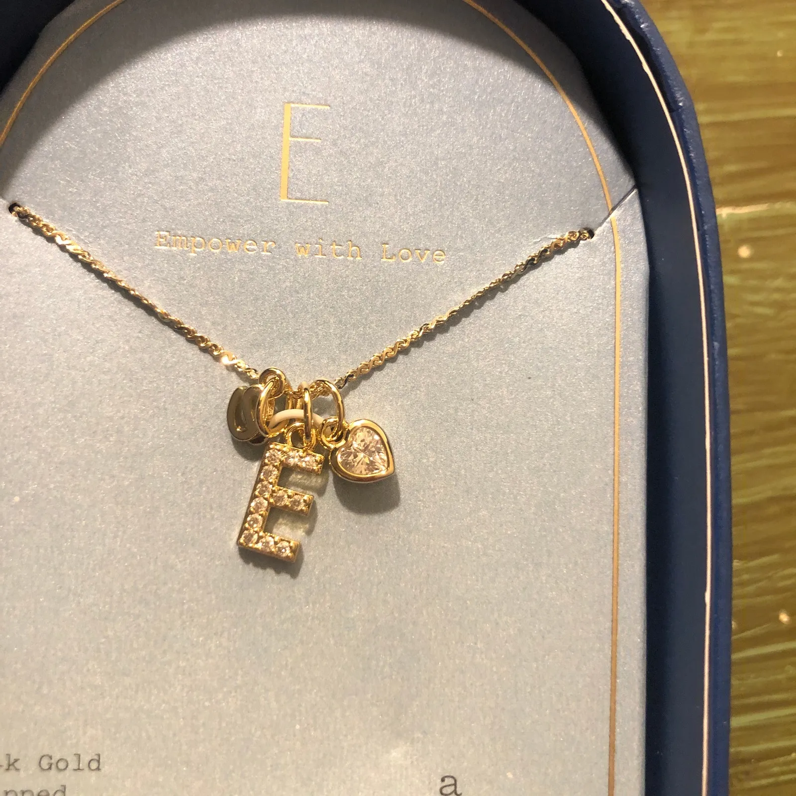A New Day NWT 14K Gold Dipped Charm Initial "E" Pendant Necklace - Image 3