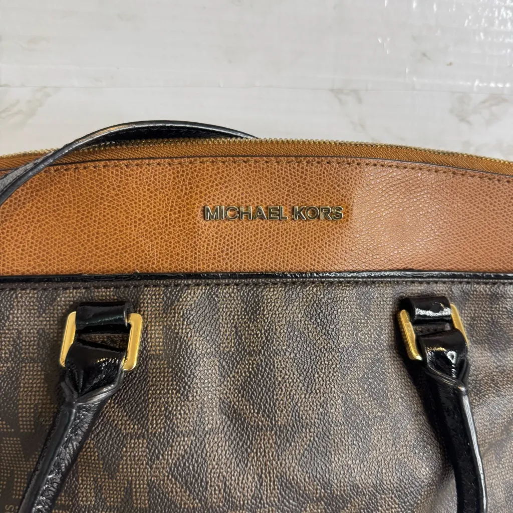 Michael Kors Aubrey Large Satchel Brown/Luggage women’s bag shoulder purse - Image 3