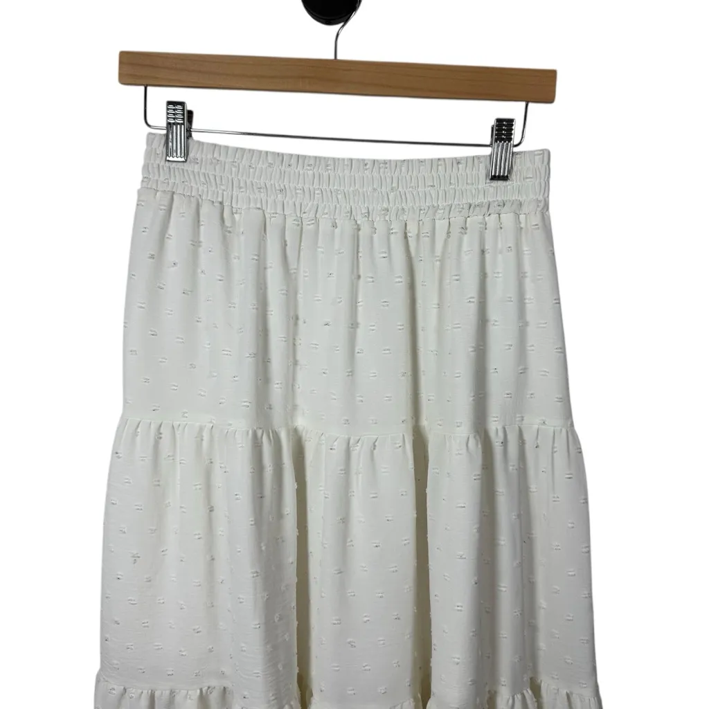 Frye & Co Women’s Swiss Dot Tiered Midi Skirt in Ivory Size S - Image 3