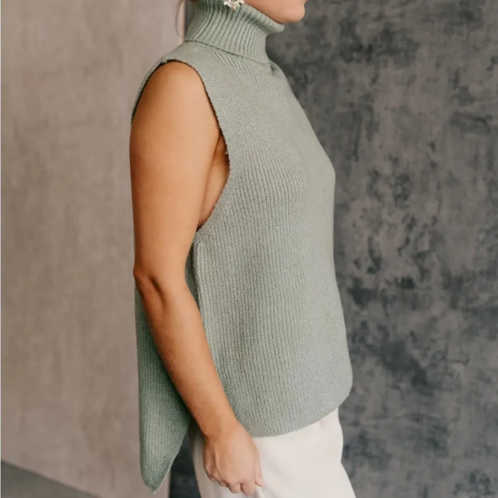 Sage Green Turtleneck Sweater - Image 3