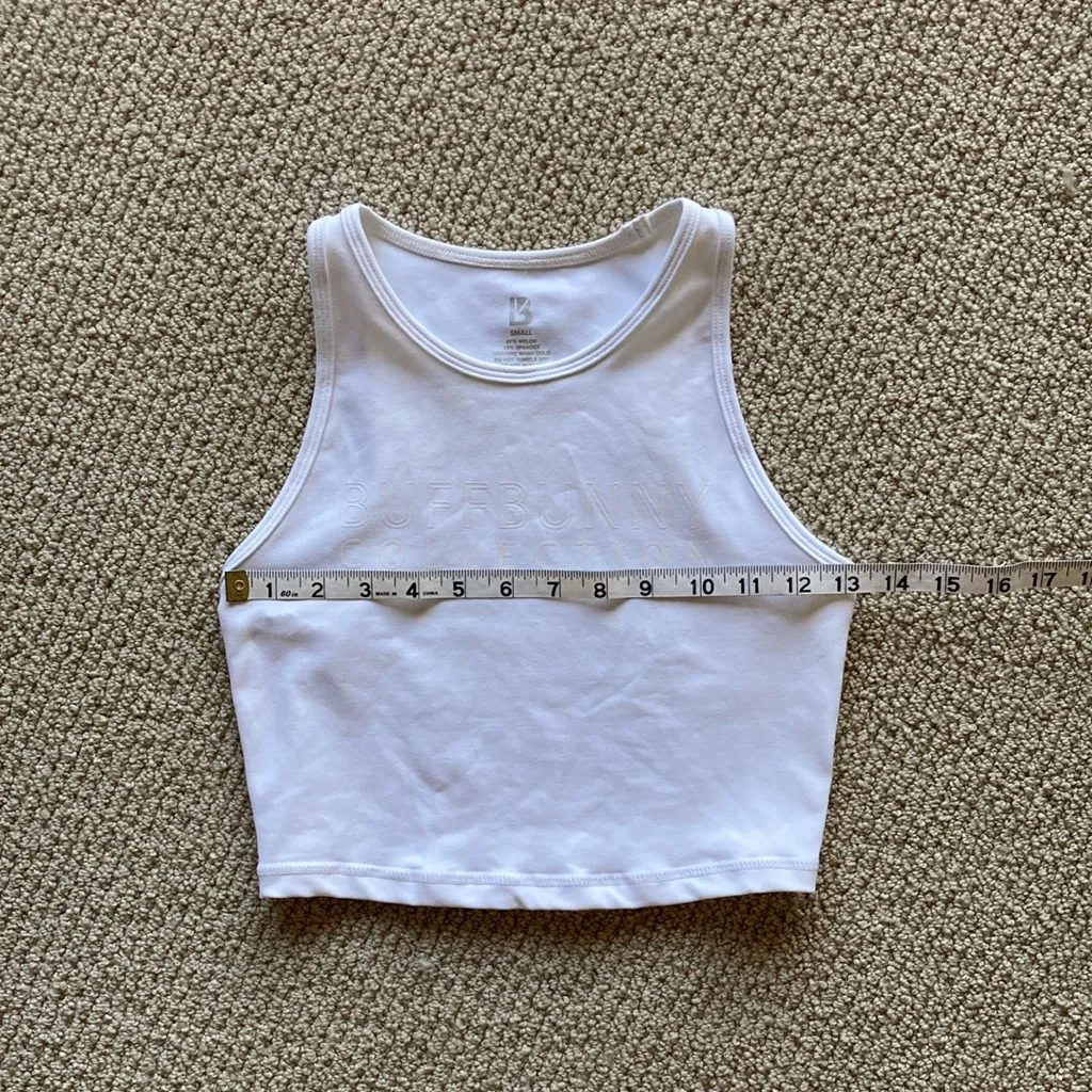 NEW BuffBunny Collection White Aurora Logo Crop Graphic Tank Top Size Small NWOT - Image 4