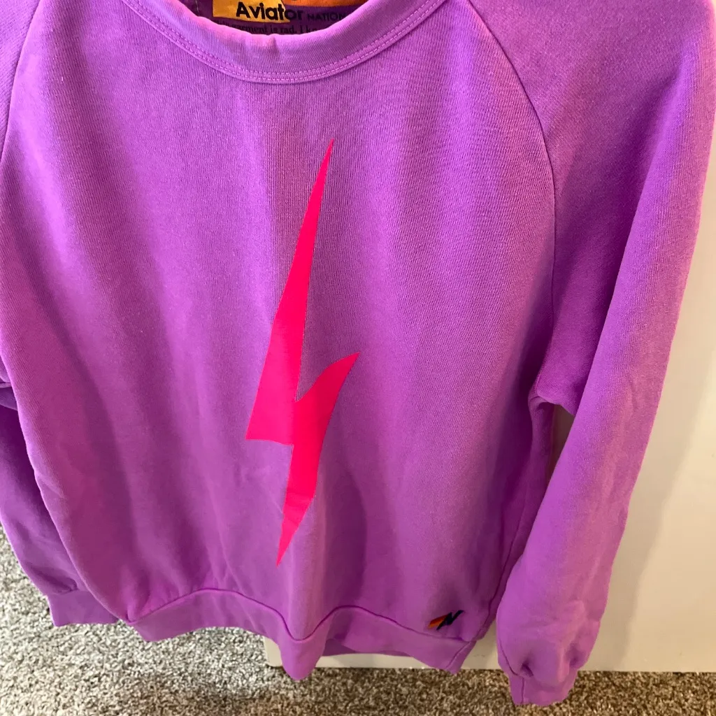 Aviator nation, women’s purple bolt pull over new with tags, size small - Image 4