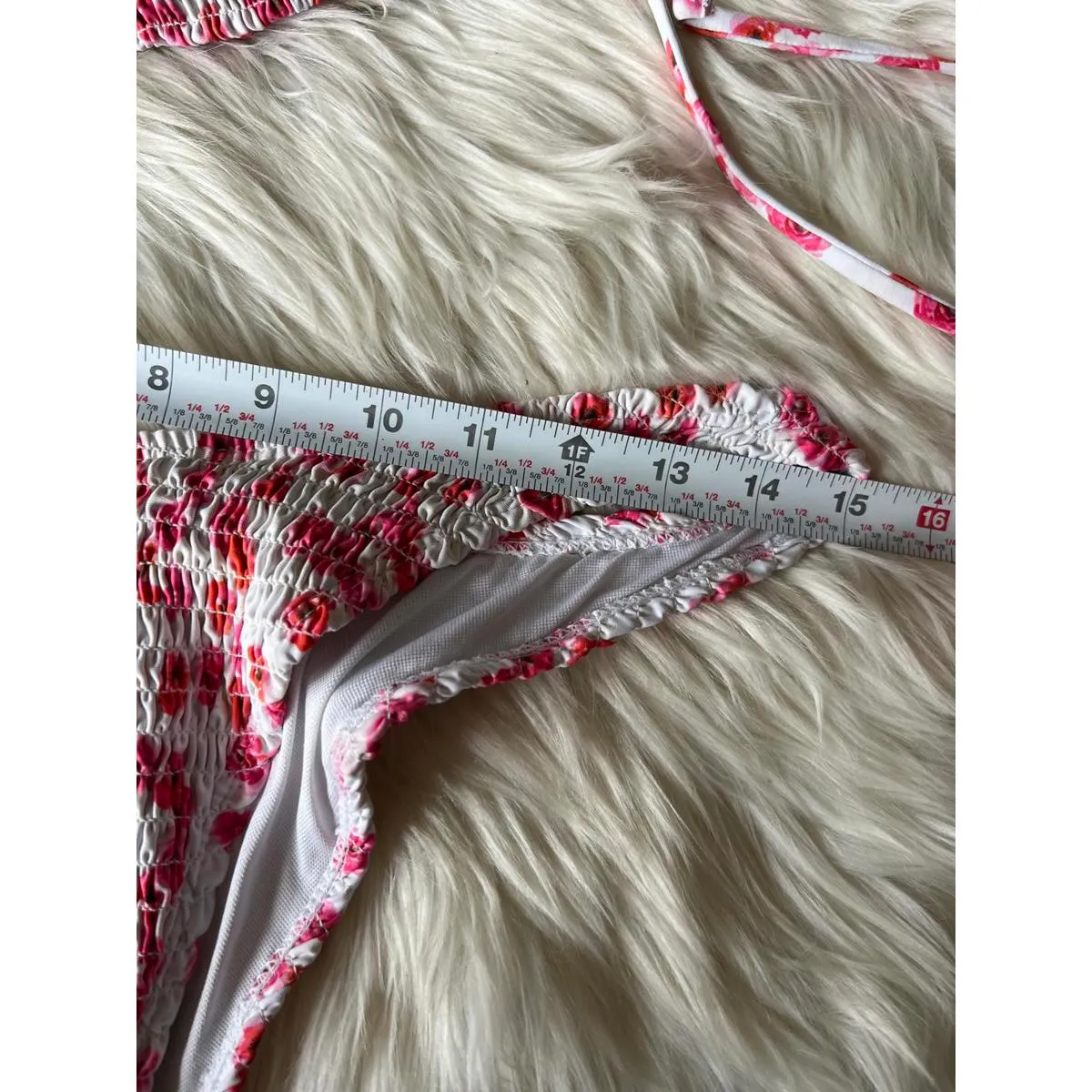 Trendy Floral Smocked Bikini Set size Large Pink - Image 6