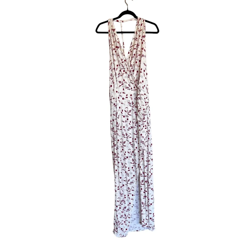 NWT Free People Daria Open Back Front Slit Maxi Dress Ivory Combo Medium - Image 9