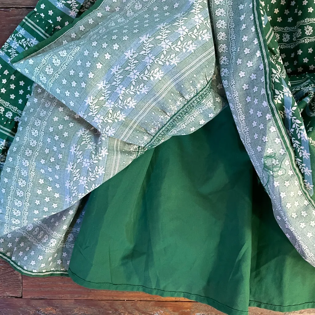 Aureum Fagan Mini Shirt Dress Green Cottage Core Puff Sleeve - Image 13