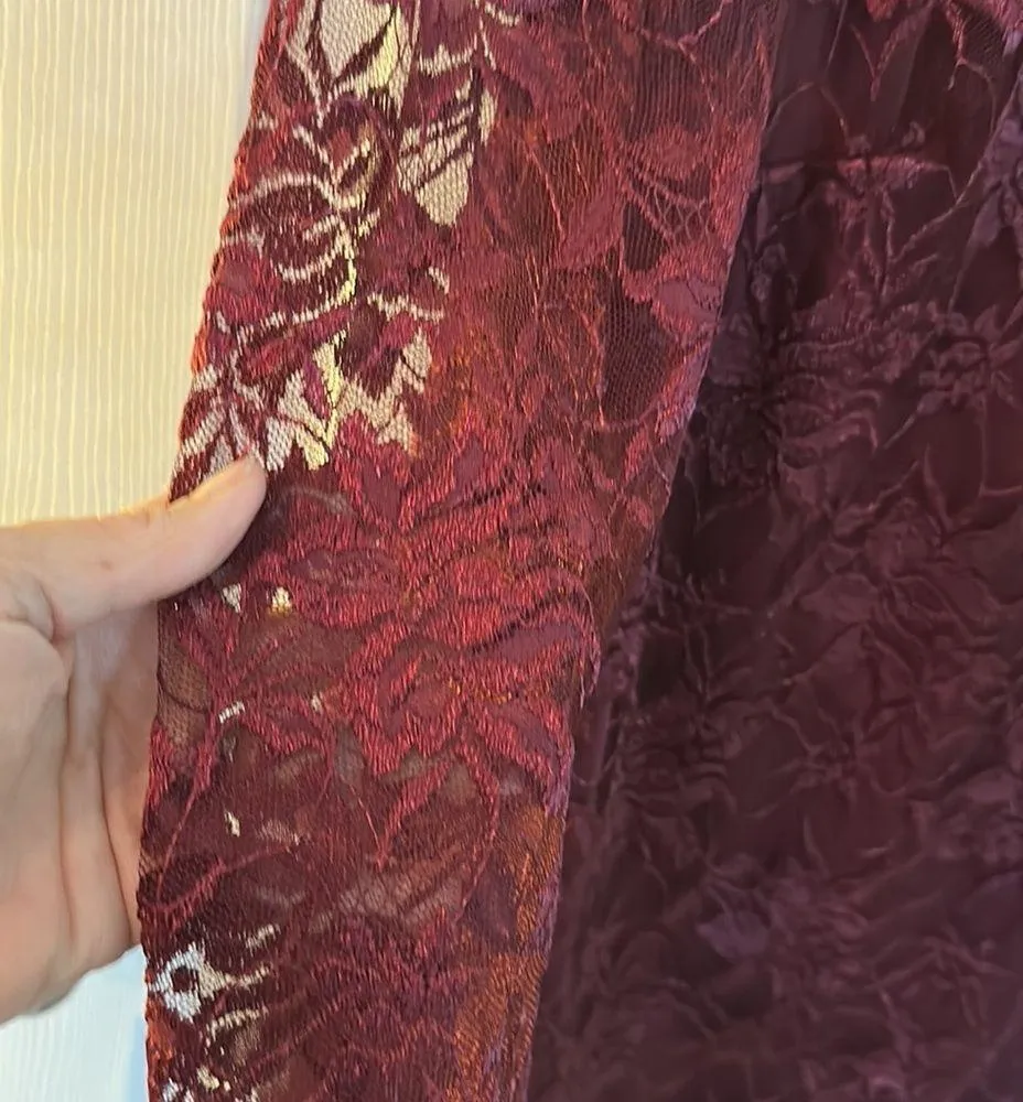 David Rose Vintage Burgundy 2 Piece Lace Suit with Skirt and Top Sz 16w - Image 5