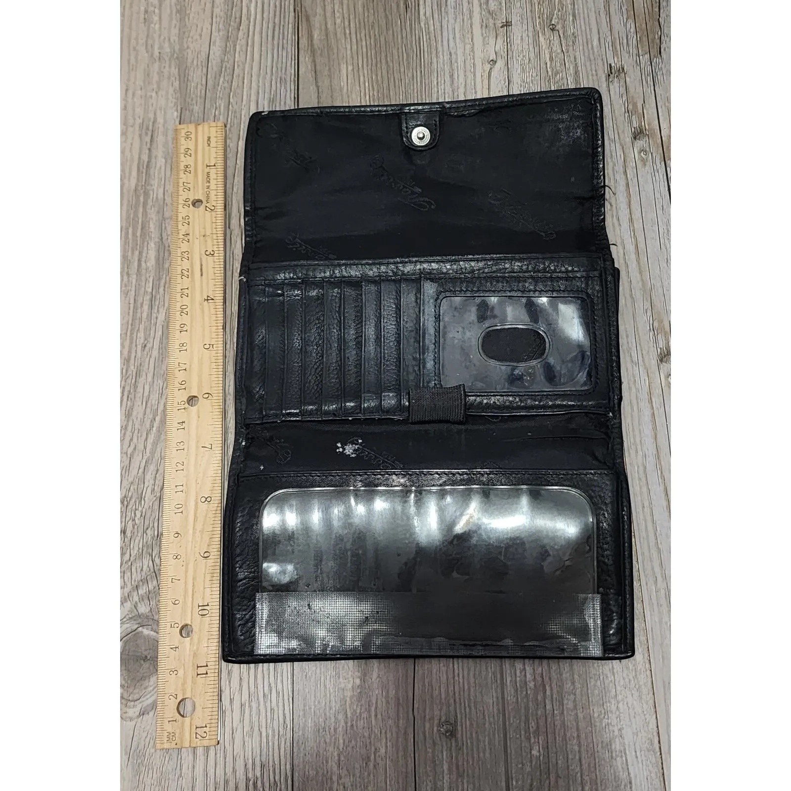 Fossil‎ Black Leather Wallet Clutch Zip Around Continental Style - Image 4