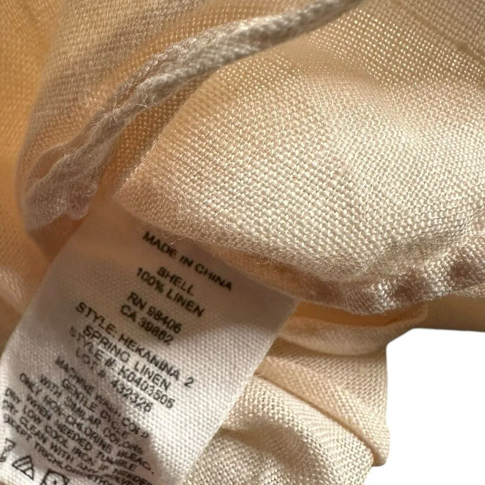 Theory Hekanina Tie Front‎ Top Size 00 0 Linen Minimalist Short Sleeve Coastal - Image 8