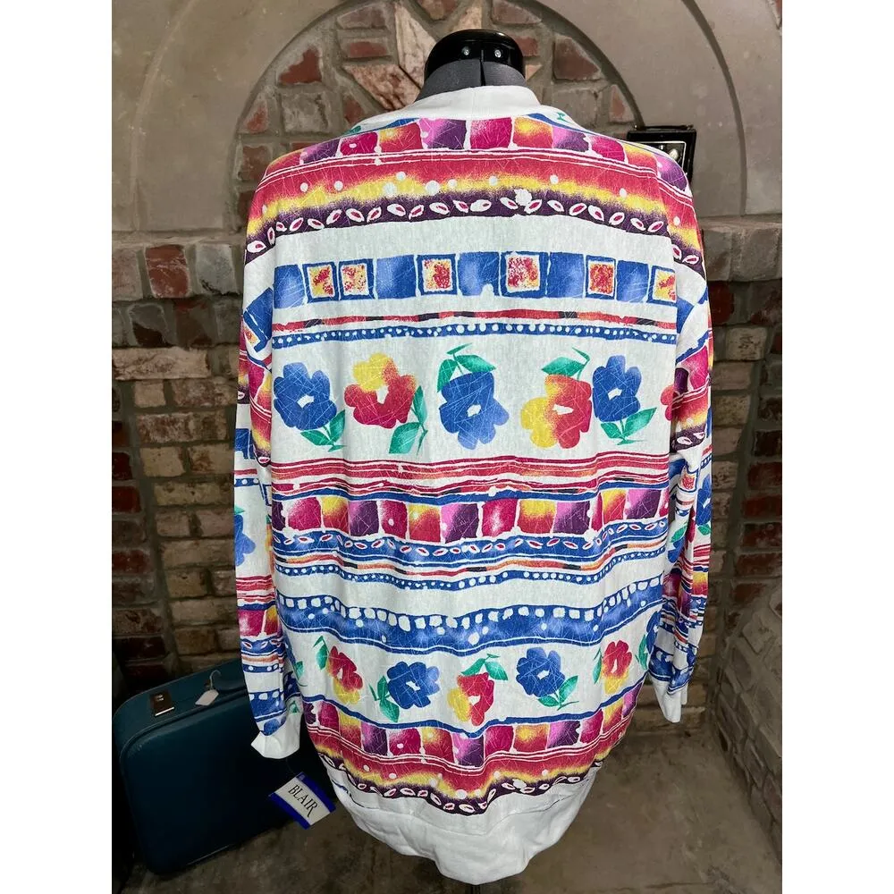 cardigan Jacket floral bright NWT blue red yellow pink - Image 7