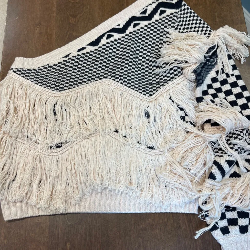 REVOLVE House of Harlow Noa Sweater Bone Fringe Women's Size Small Wool Knit NEW - Image 5