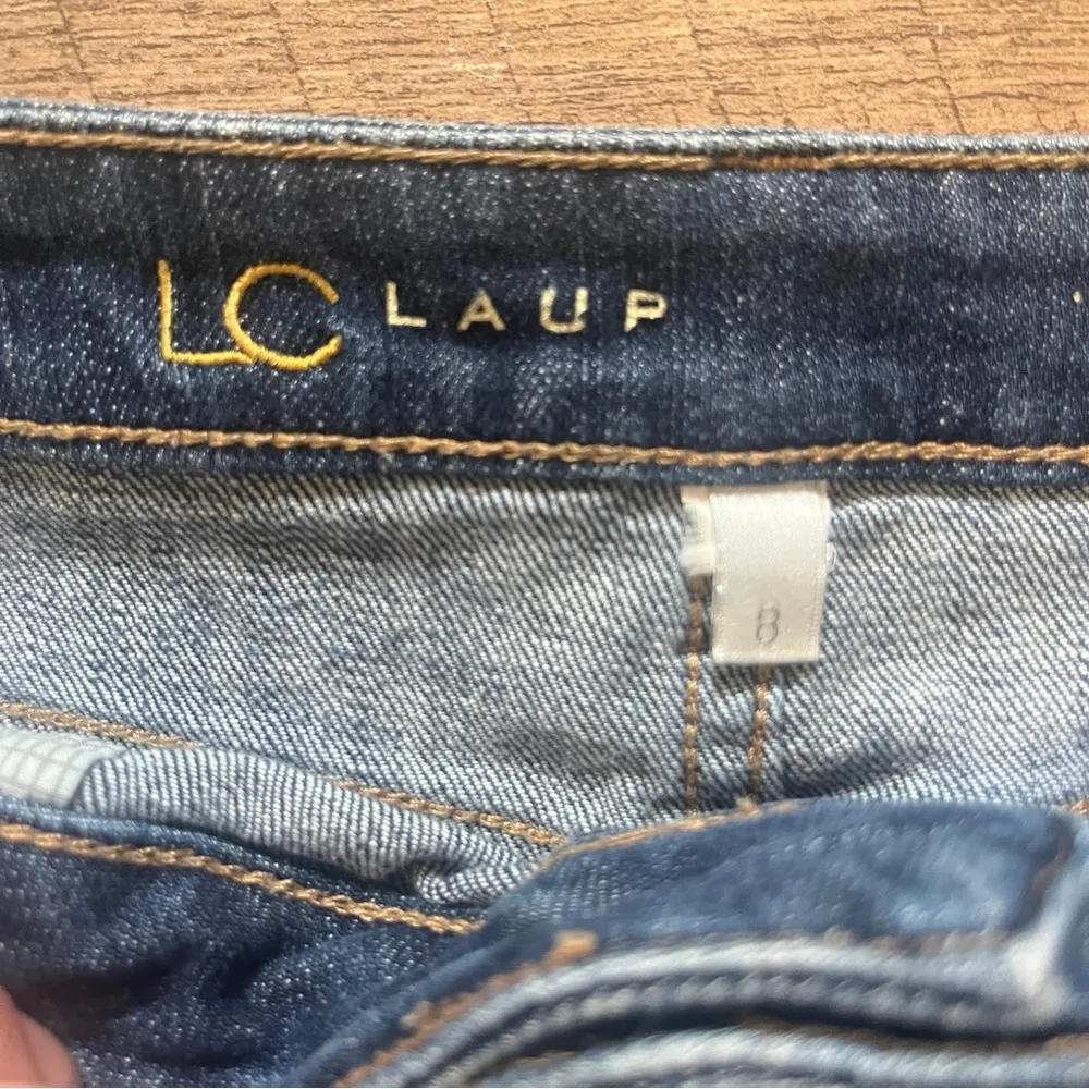 Lauren Conrad Denim Mini Skirt Size 8 Distressed Studded Raw Hem Short Blue Y2K - Image 5