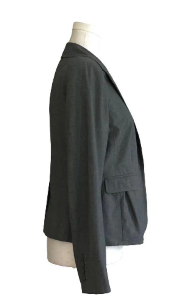 Ann Taylor Loft Petite Blazer Gray Button Front Pockets Career Blazer Size 8P - Image 4