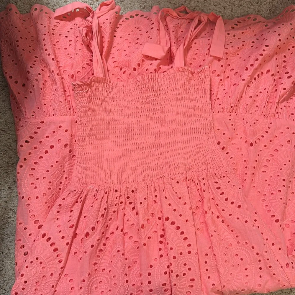 Pink Lily Coral Eyelet Midi Dress - Image 3