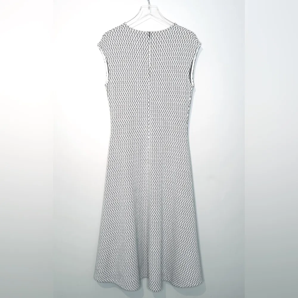 ME+EM Jacquard Pointe Cap Sleeve Cream Black Knit Maxi Dress Size 10 NWT - Image 2