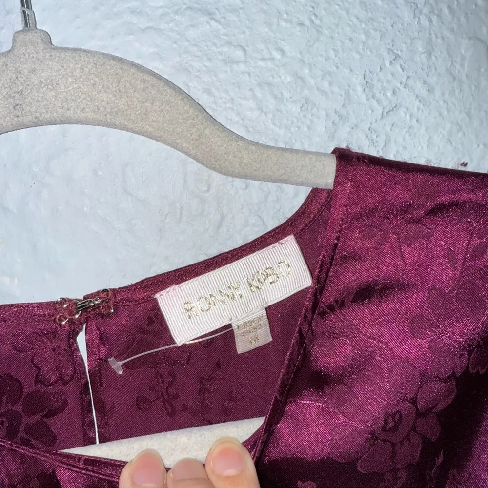 NWT Ronny Kobo Monet Floral Blouse M | Purple Satin
Draped Jacquard Top Size M - Image 8