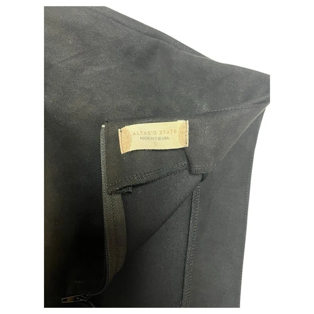 Altard State Mini Skirt Womens S Rory Suede Notch Slit Fitted Flirty Black - Image 9