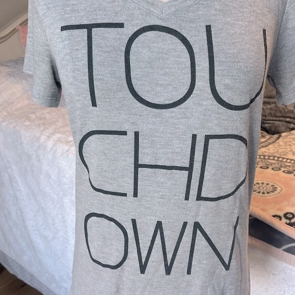 Touchdown V Neck Short Sleeve Womens Small Gray - Image 3