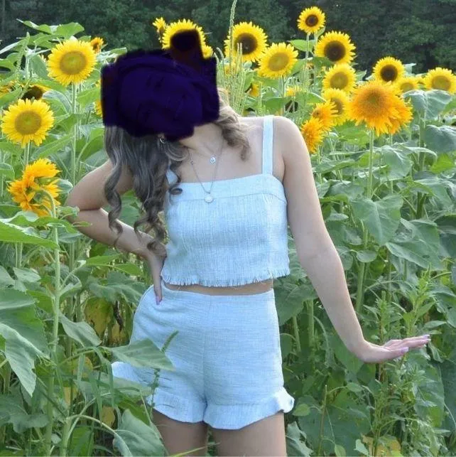 Powder Blue Boucle Tweed Shorts Set by Willow - Image 2