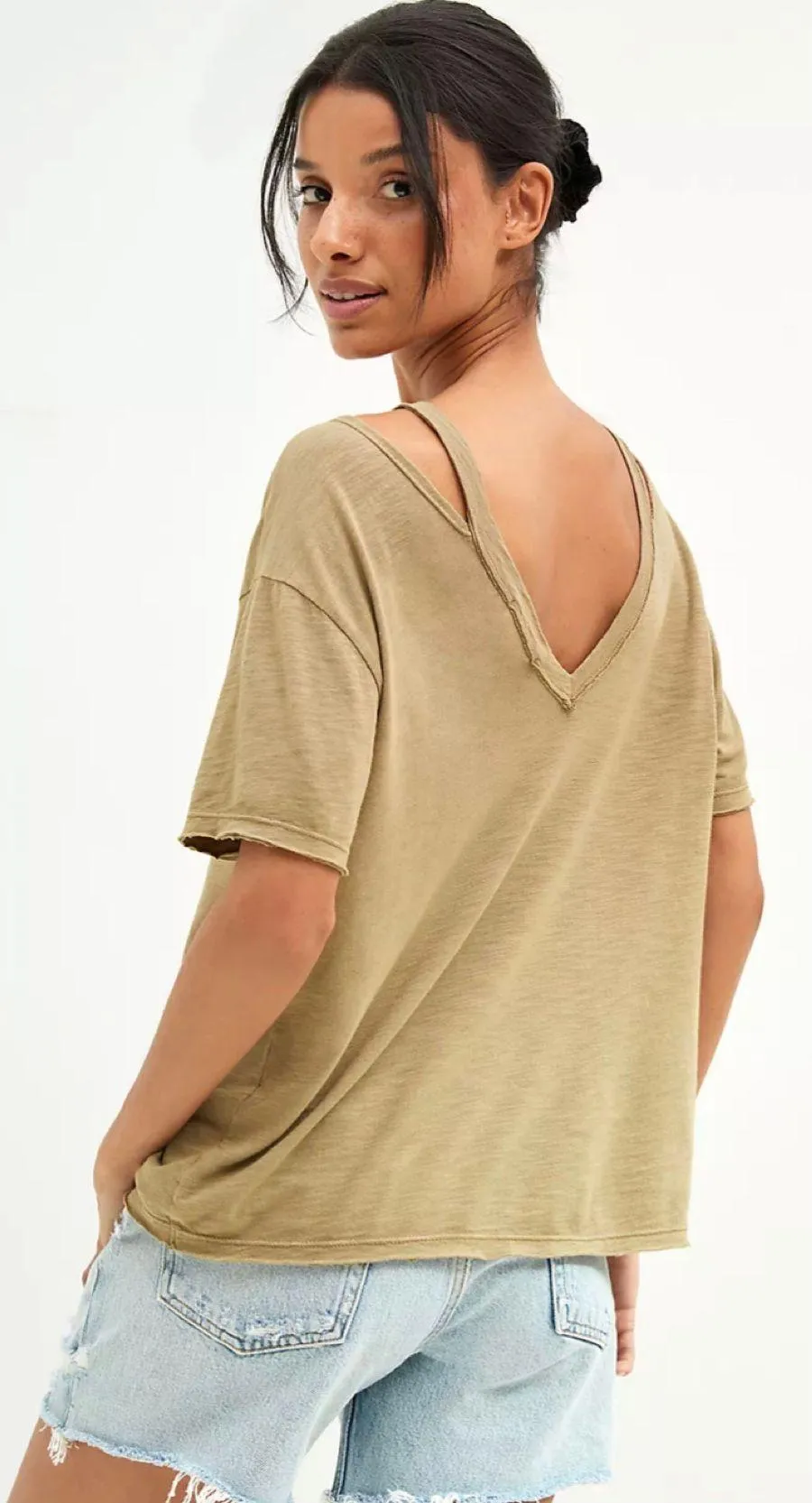 Anthropologie NWT $58  T.La Moss Classic V-Back Pullover Cut-Out Tee XS - Image 2