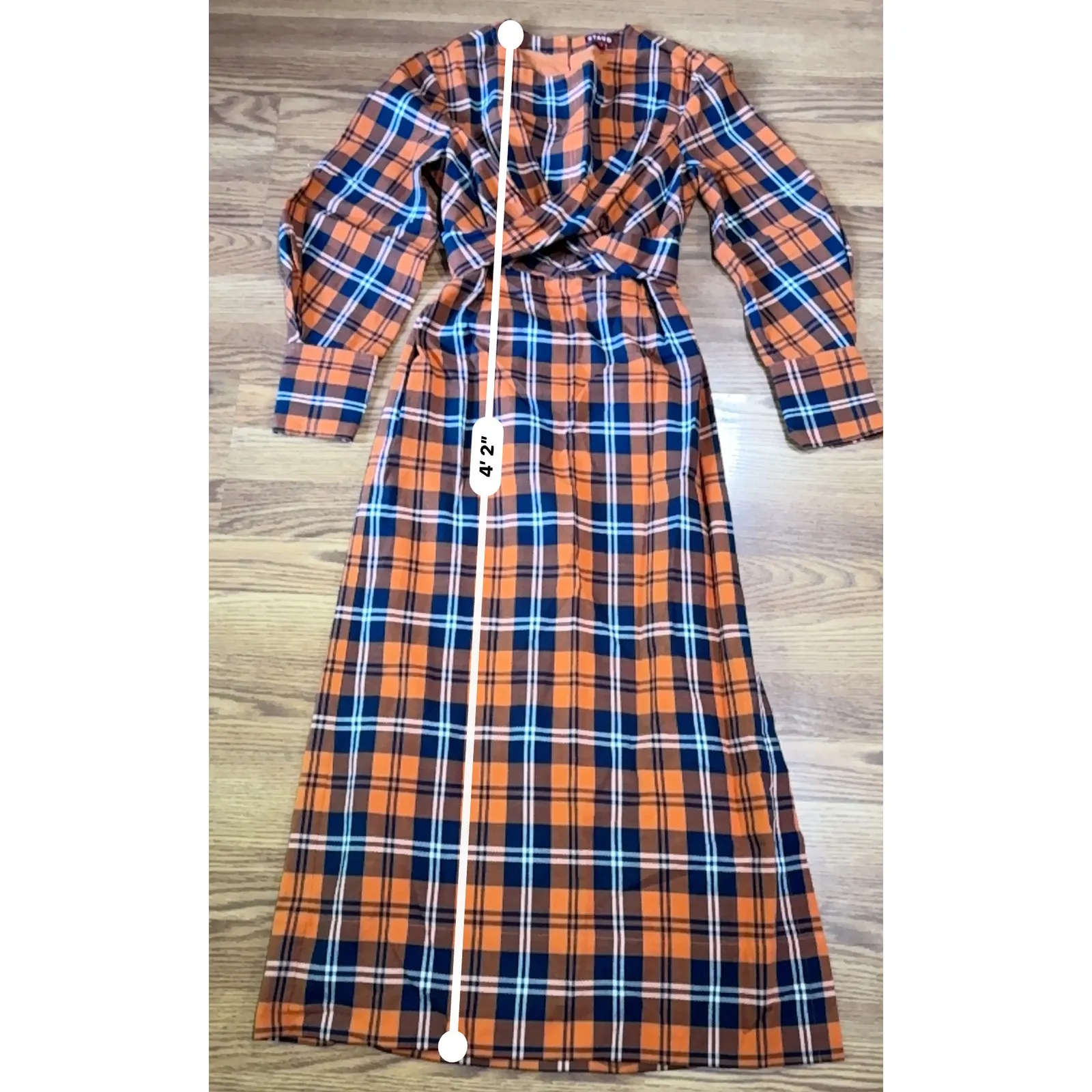 STAUD open back midi gingham Crosshill Dress size size small - Image 5