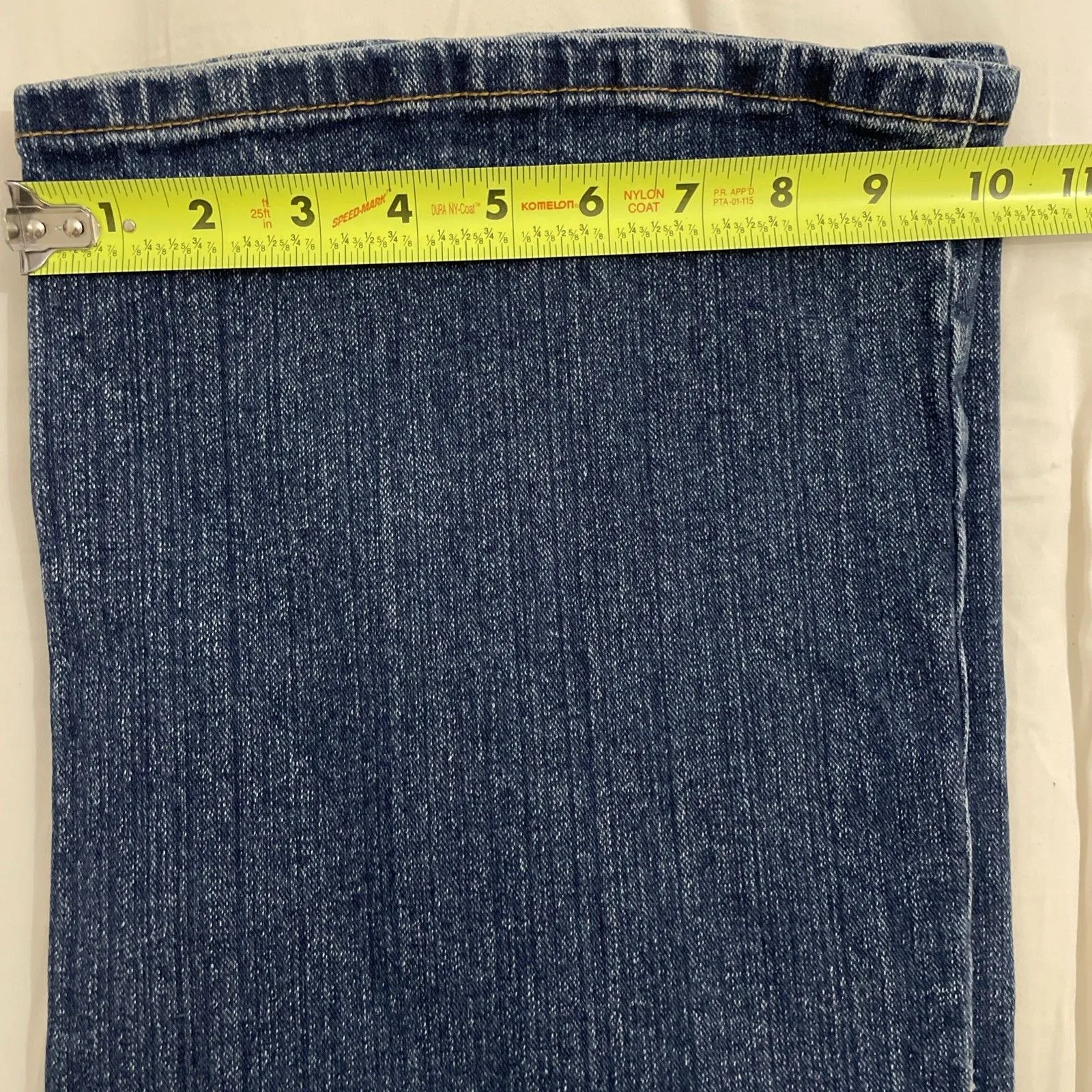 R4R Rave Jeans Vintage Junior Size 15 Y2K 90s Mid Rise Flare Hong Kong 32x32 Blue - Image 9