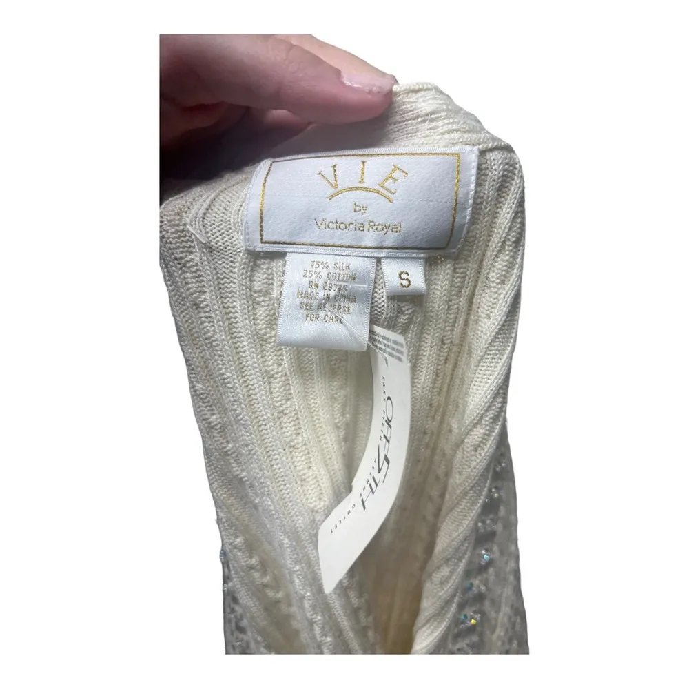 Vintage Beaded Knit Sweater Vest | Y2K Glam Classic | Deadstock Small Vie - Image 6