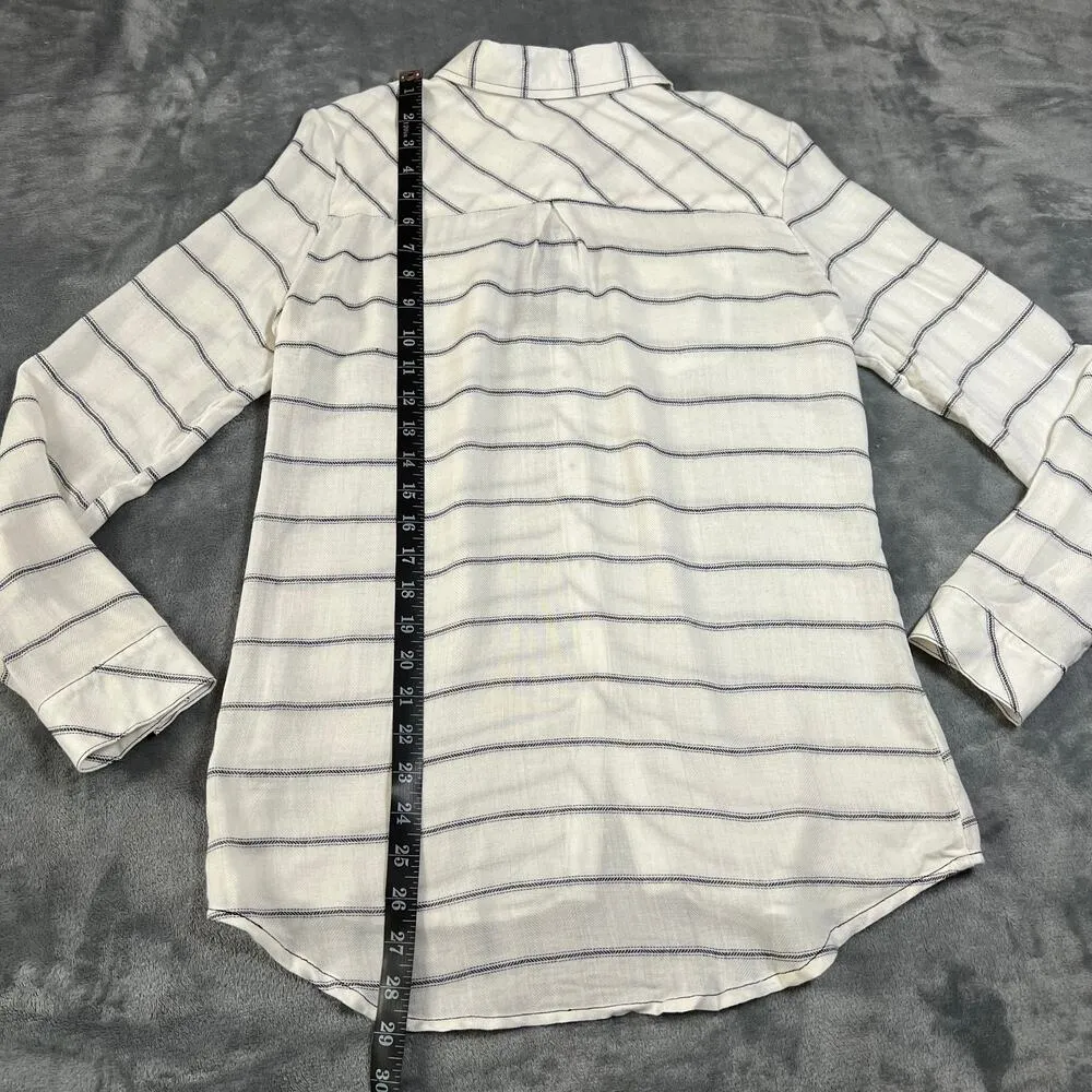Romeo & Juliet Couture Stripe Lightweight Button Up Shirt Size Small NEW Coastal - Image 8