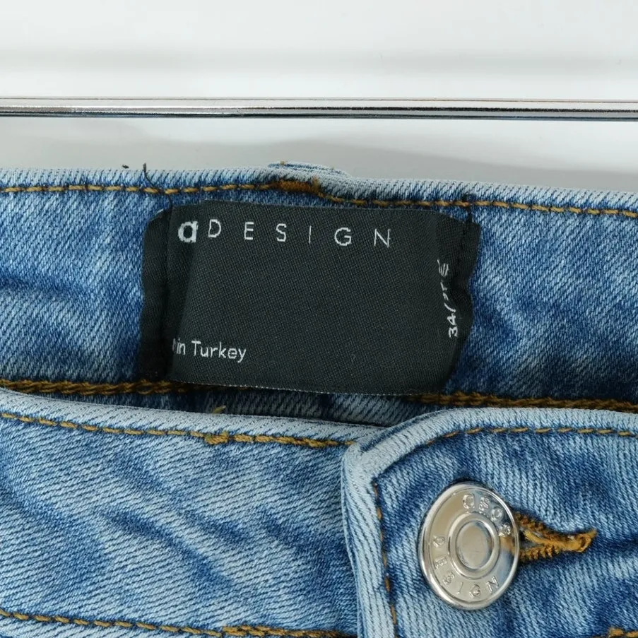 Asos Jeans Womens 34/36 (30x33) Tall Blue High Rise Flare Stretch Slit Hem - Image 5