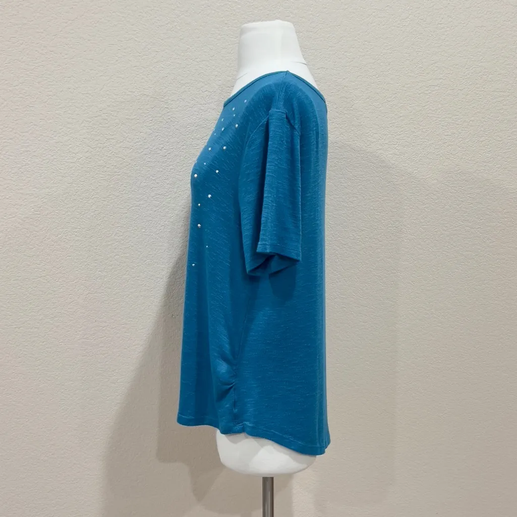 Juicy Couture Teal Top with Silver Studs Size Large - Image 2