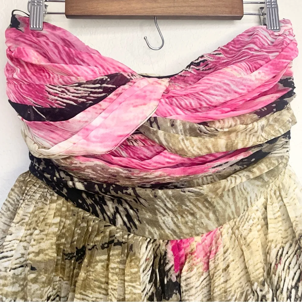 Diane von Furstenberg Brighton Strapless Printed Dress Pink Wing Size 8 - Image 5