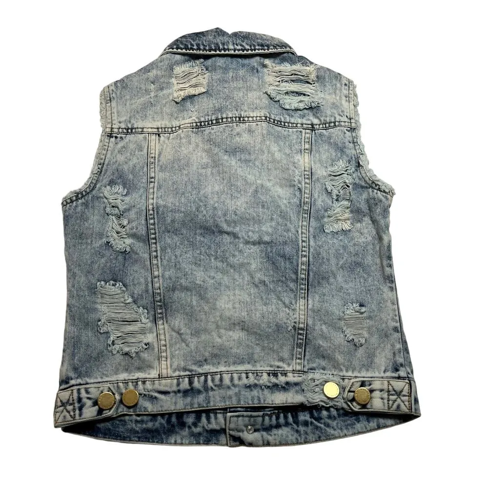 Romeo & Juliet Couture Distressed Denim Vest Size Small NEW Grunge 90s Y2K - Image 2