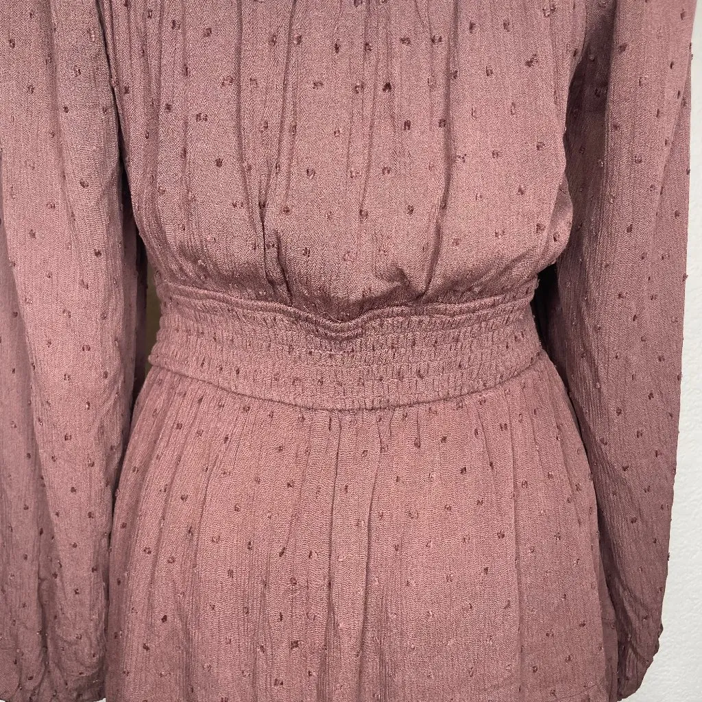 Women's Chocolate Brown Ruffles Popcorn Cutout Bell-Sleeve Dress Size L - Image 4