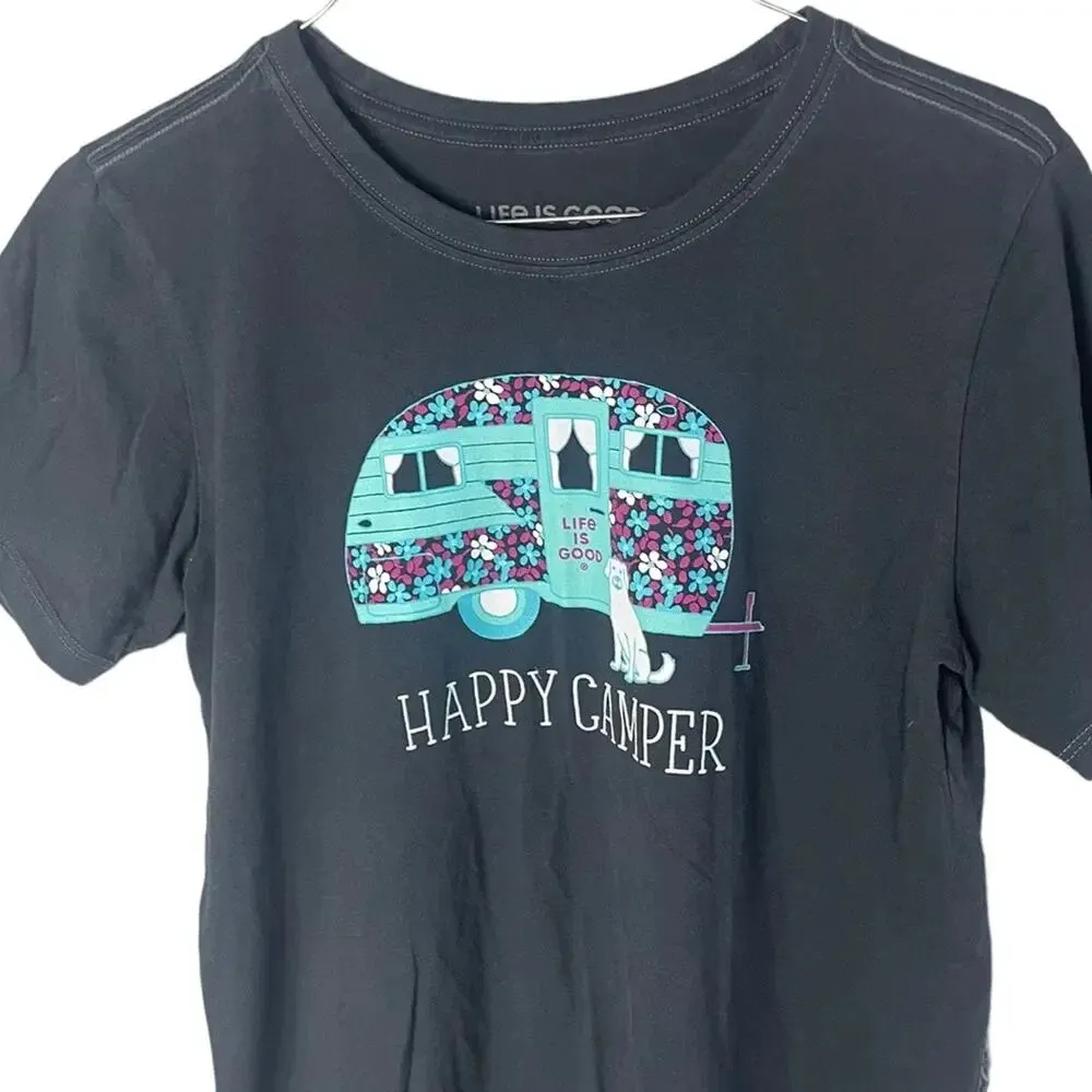 Life is Good Women’s Size Small Happy Camper Graphic T-Shirt - Image 2
