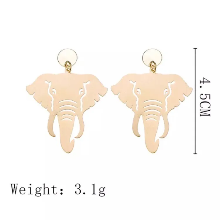 NEW Metal Elephant Earrings Large Gold University Of Alabama Roll Crimson Tide - Image 3