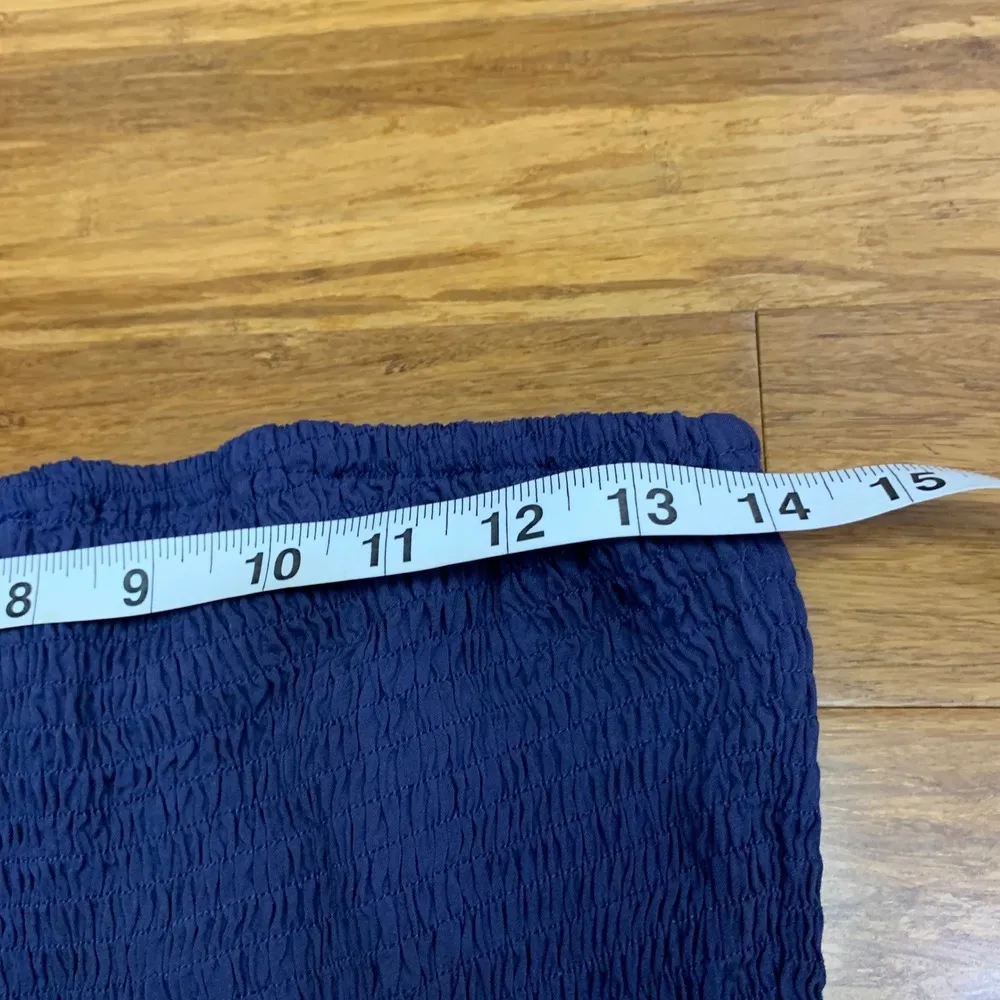 Cupshe Smocked Strapless Dress Women Size Medium Tassel Hem Casual Cover Up Blue - Image 9