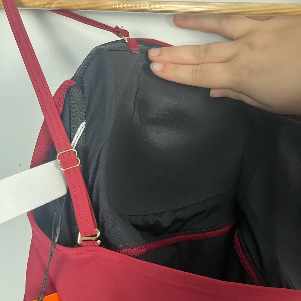 GRND Women Bandeau Tankini Swimsuit Front Twist Bikini Top size XXL Pink - Image 7