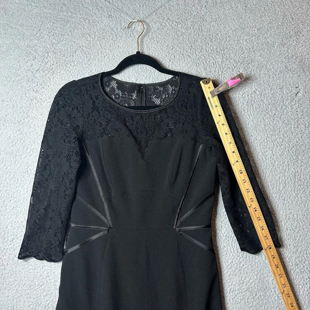 Adrianna Papell Dress Womens 4 Black Structured Lace Evening Dress Formal‎ Event - Image 5