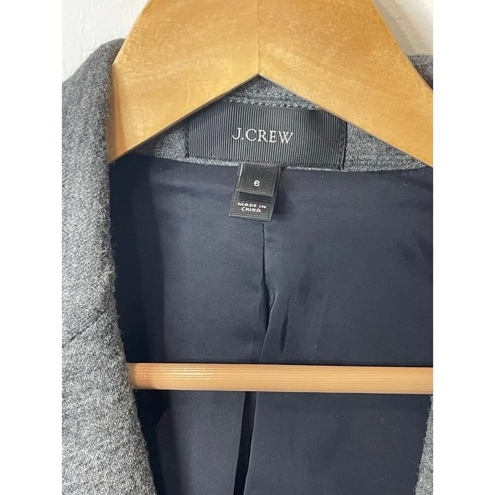 J.Crew Blazer Women 6 Navy Blue Gray Wool Blend Color Block Dark Academia Office - Image 3