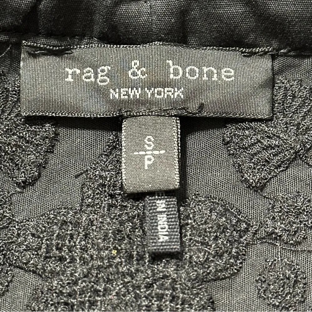 Rag & Bone Women’s S Black Cotton Jade Eyelet Cutout Popover Blouse Shirt Top - Image 8