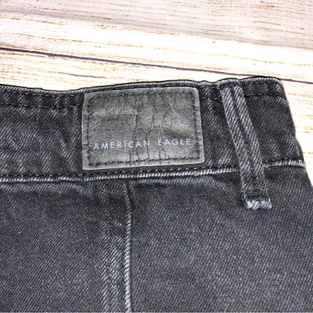 American Eagle Black Button Up Denim Jean Mini Skirt With Pockets Size 2 - Image 8