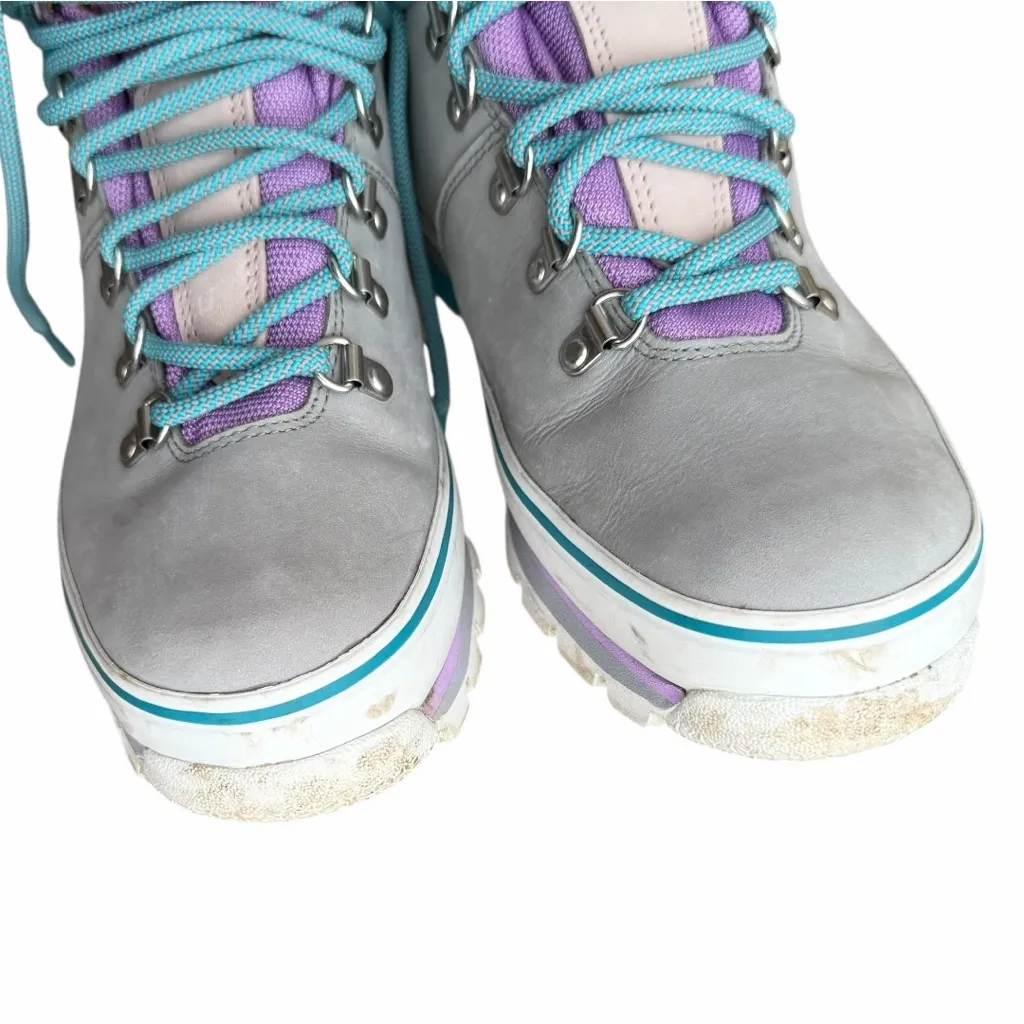 Timberland Women's Gray and Lavender Leather Winter Boots - Image 7