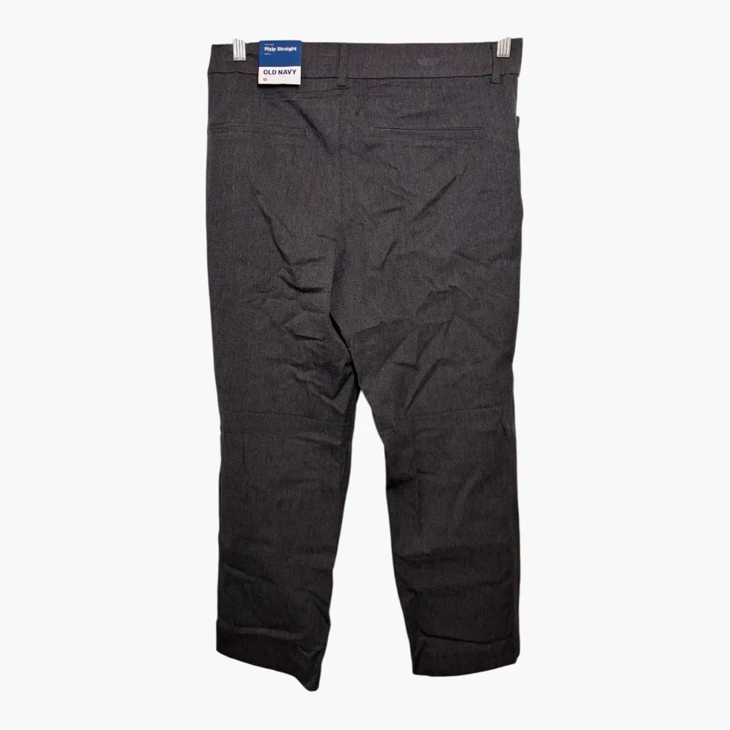 Old Navy  Pixie Straight Dark Heather Gray High-Rise Work Pants Size 12 - Image 5